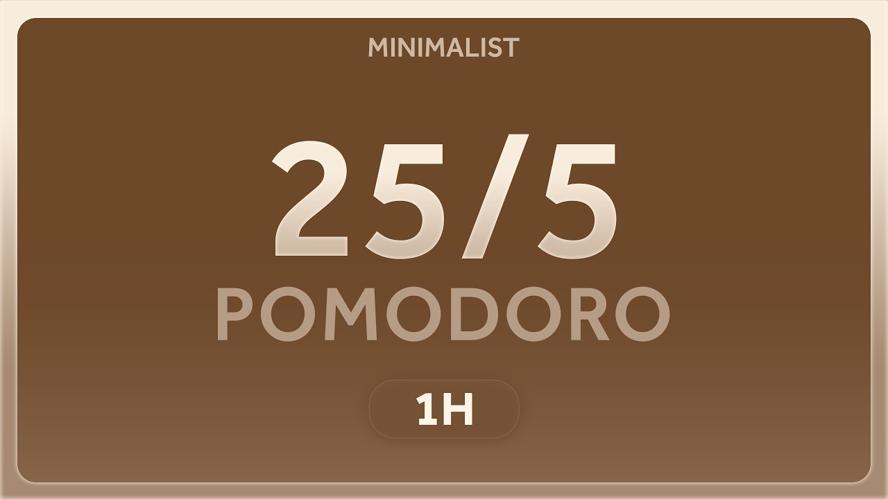 25/5 Pomodoro Timer Brown Noise | Study with me 1 hour - YouTube