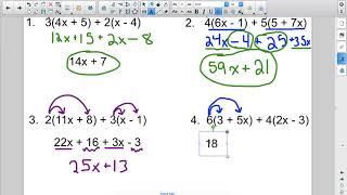 Simplifying Expressions Day 2 - 6th Grade