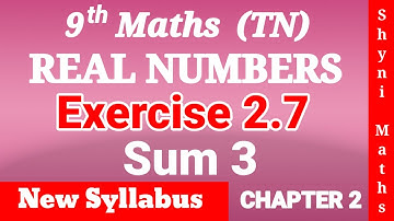 9th maths chapter 2 exercise 2.7 question 3 tn samacheer shyni maths