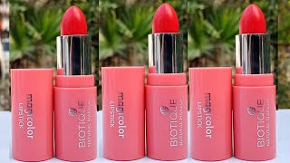 Biotique Natural Makeup Magicolor Lipstick shade Costa Chic review & lipSwatches | RARA |