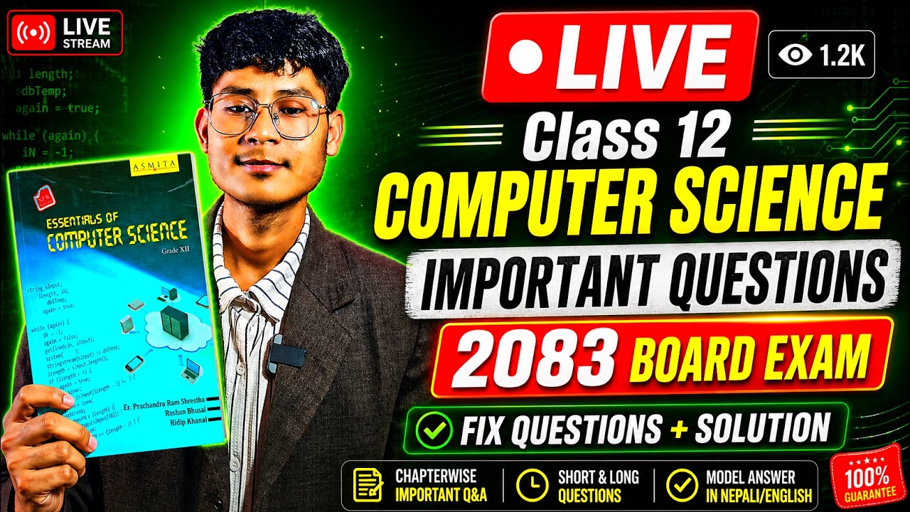 🔴 LIVE: Class 12 Computer Science Programming Fix Questions 2083 | NEB ...