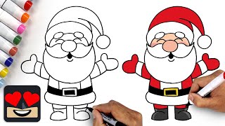 How To Draw Santa Claus | Christmas Draw \& Color Tutorial