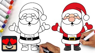 How To Draw Santa Claus | Christmas Draw & Color Tutorial