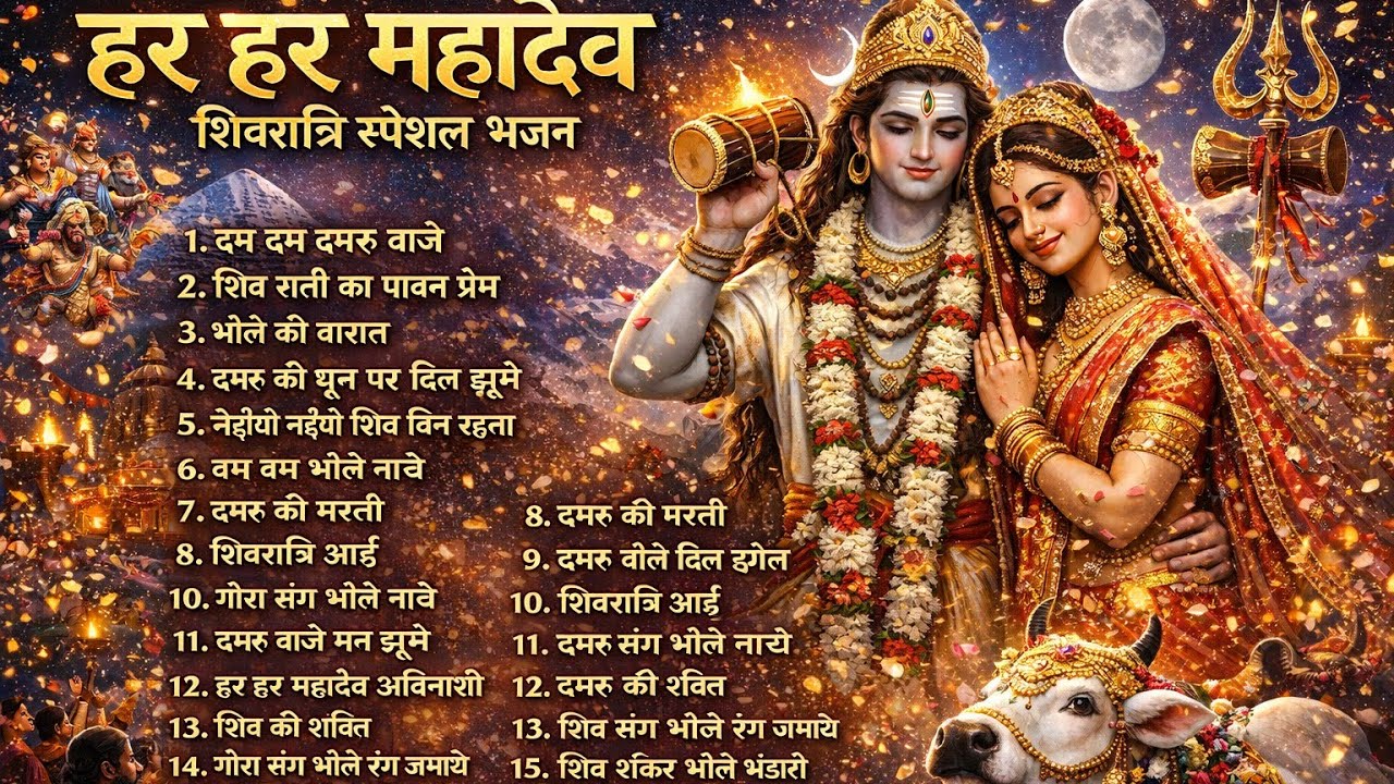 हर हर महादेव 🔱| शिवरात्रि स्पेशल भजन | Top 17 Shiv Bhajan|Damru Bhajan Collection|Shiv Parvati Vivah