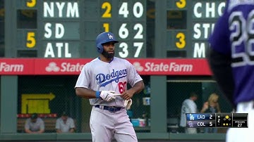 LAD@COL: Toles laces an RBI double off the wall