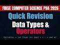 Python Operators &amp; Data Types Simplified | Class 12 Revision | CS PBA 2026