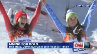 Tina Maze Dominique Gisin Wins Gold Women's Downhill Alpine Skiing 2014 Sochi Winter Olympics