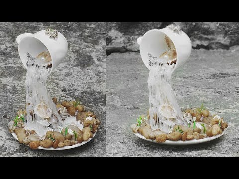 Парящая чашка водопад из горячего клея своими руками * Diy hot glue cup waterfall