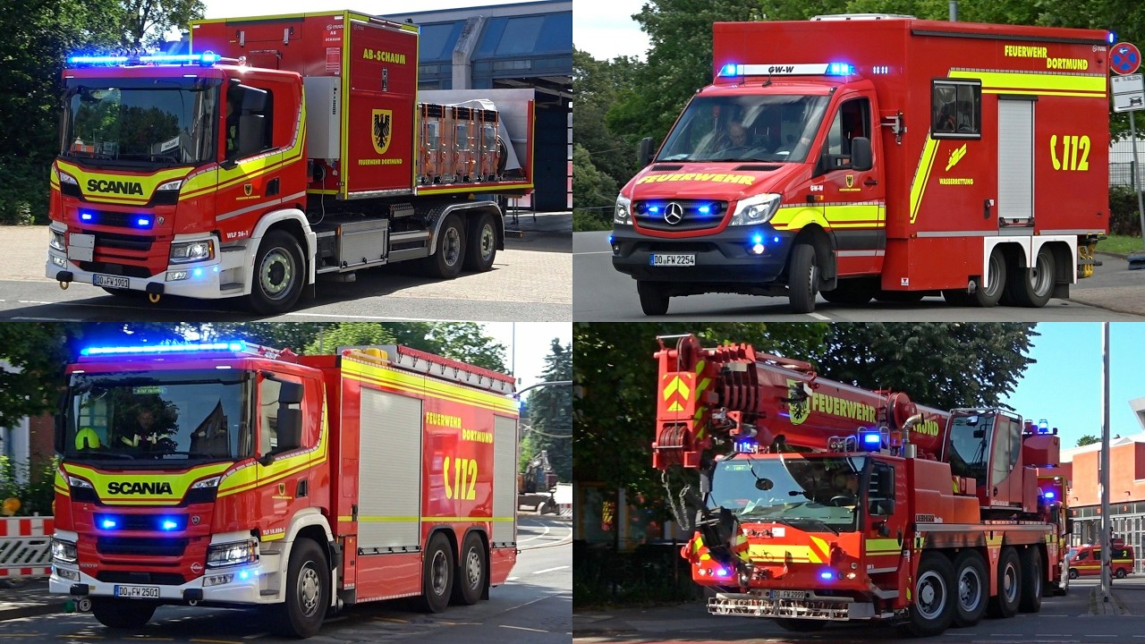 [DOPPEL-WLF & GTLF!] Feuerwehr DORTMUND XXL - 5 FEUERWACHEN auf Einsatzfahrt | NEUFAHRZEUGE & MEHR