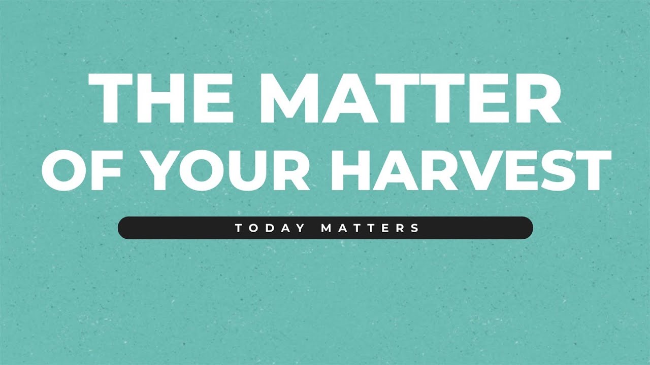 The matter of your harvest today matters part 4 making every day