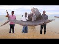 75Kg GIANT KOLA FISH CURRY | GAR FISH CUTTING SKILL | MAYIL MEEN KULAMBU Village Grandpa KARUPPASAMI