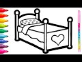 Easy Colorful Bed Drawing | How to Draw 3D Objects for Kids #52
