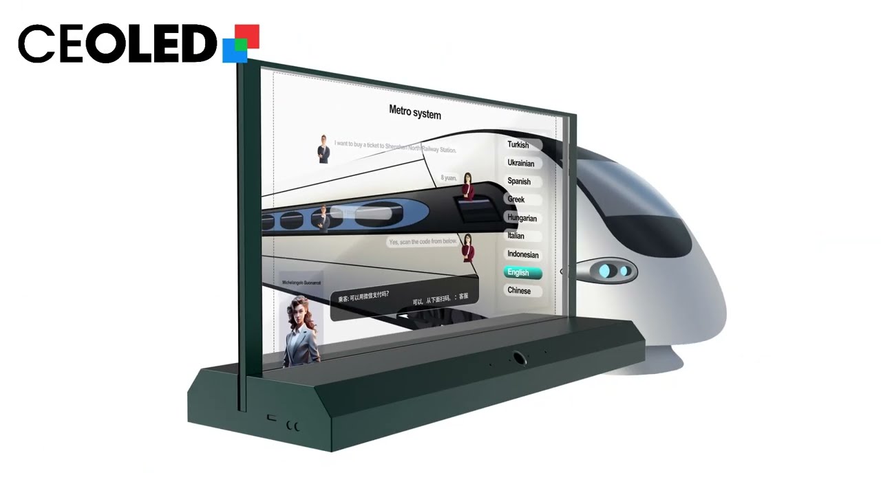 20.8 inch Double side visible transparent screen for reception desk translations application