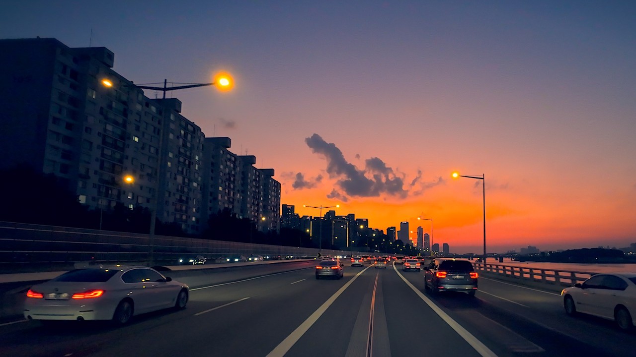 Lo-fi Jazz Hiphop Night Drive in Seoul 4K - #gangnam via #hangang River 서울드라이브 서울여행 야경