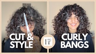 How I Cut &amp; Style Curly Bangs Tutorial!