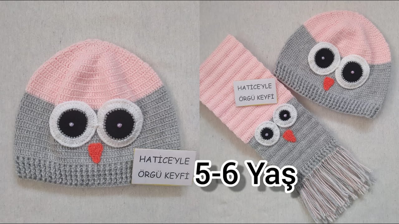 Tığ İşi Baykuş Süslemeli Çocuk Beresi Tarifi. 5. 6 Yaş. 2 Renkli Kolay Şık Kullanışlı Bebek Şapkası