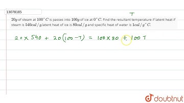 `20 g` of steam at `100^@ C` is passes into `100 g` of ice at `0^@C`. Find the resultant temperature
