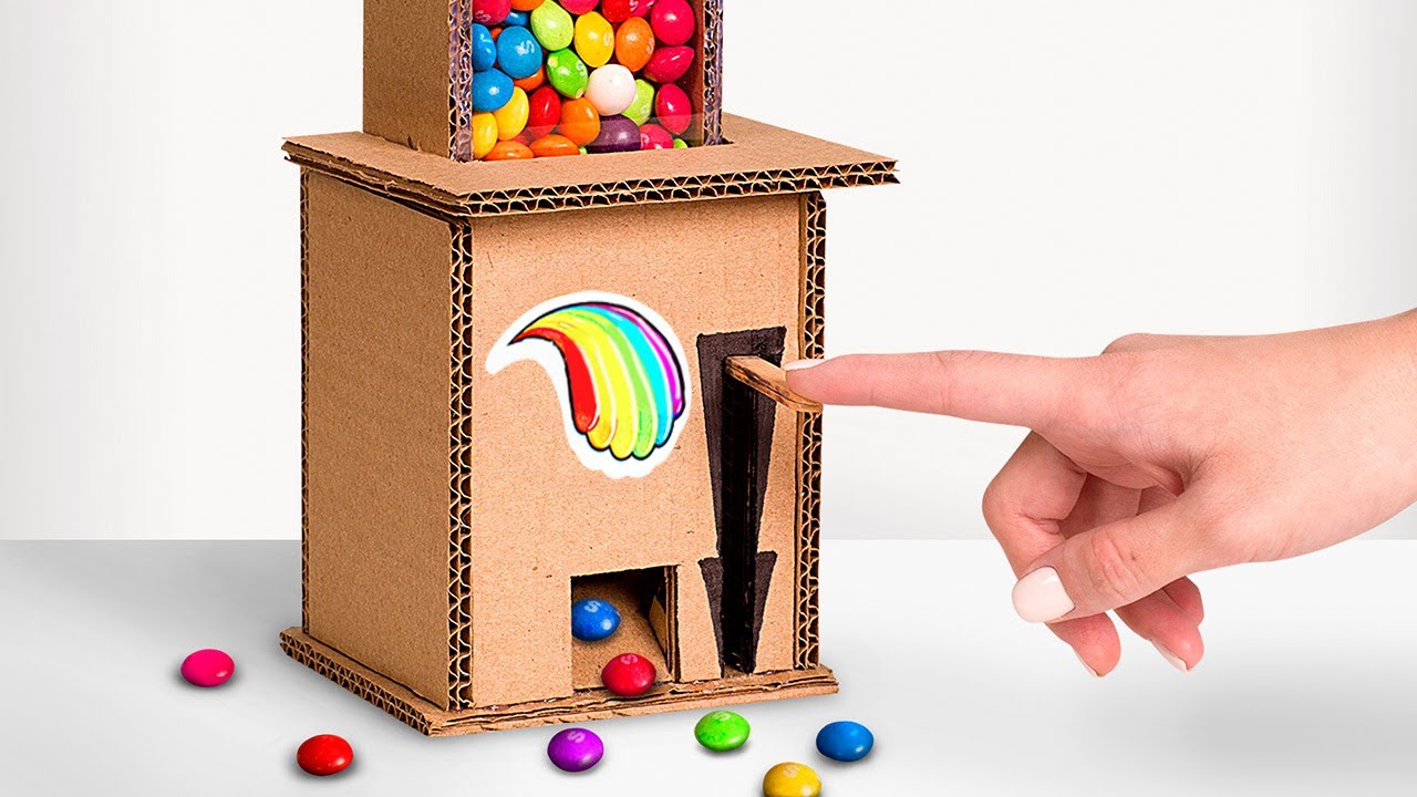 Skittles Candy Dispenser Machine Out Of Cardboard