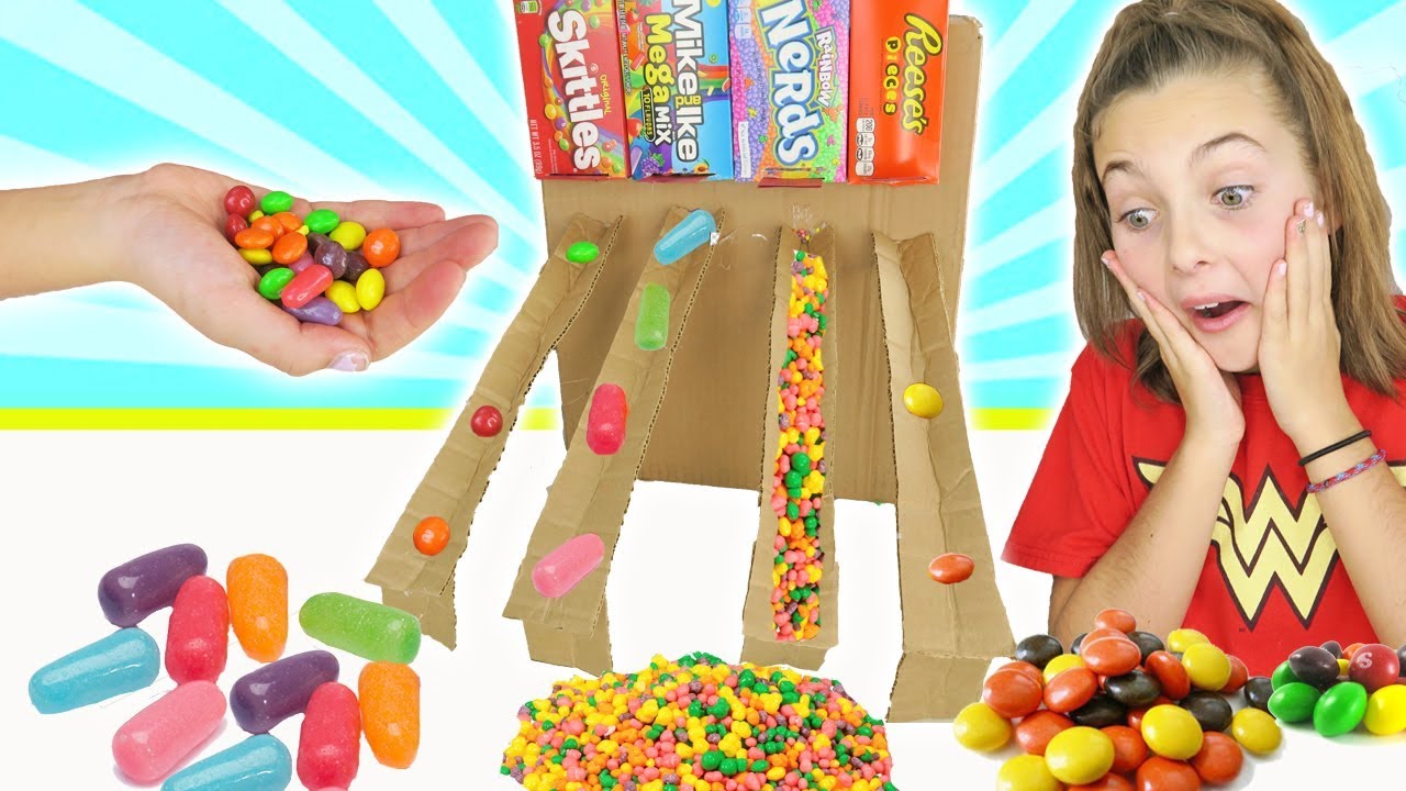 How To Build Diy Cardboard Candy Dispenser Vending Machine Kids Crafts
