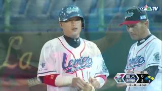 05/08 義大 vs Lamigo 三局下，兩出局後Lamigo連續擊出三支安打，再添四分，比數形成5:0