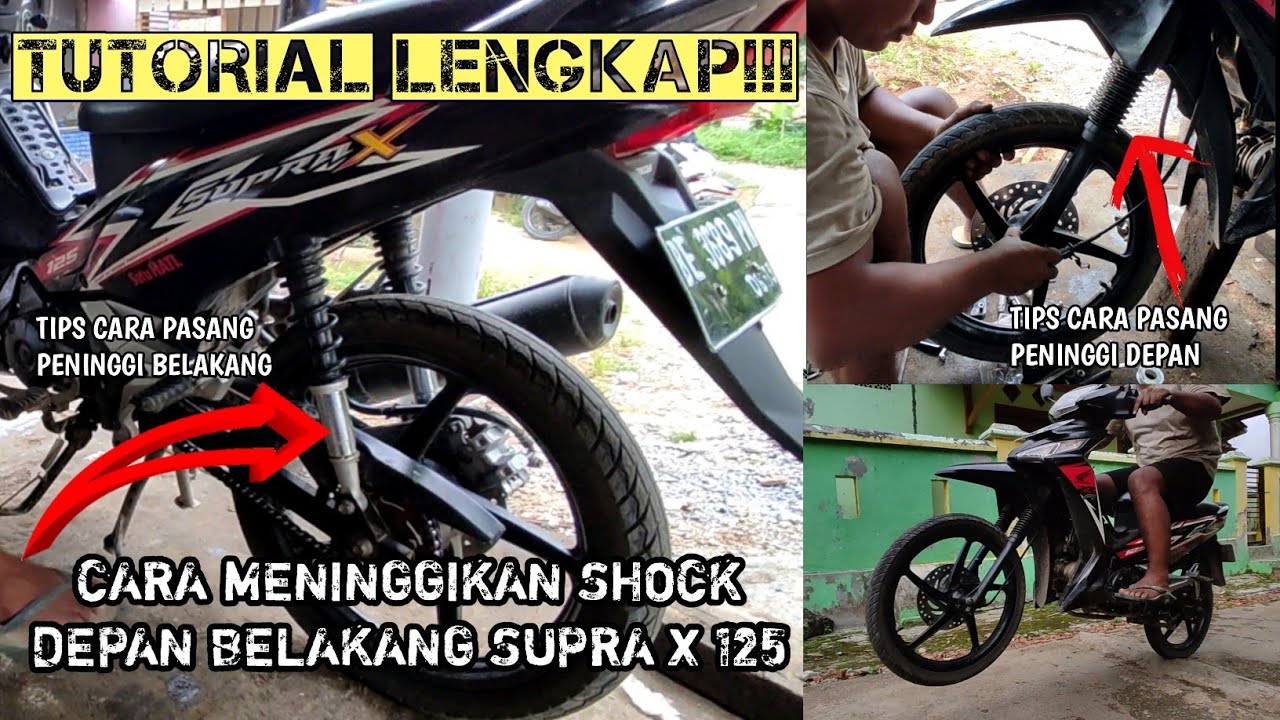 cara pasang peninggi shock depan belakang supra x 125 , murah cepat