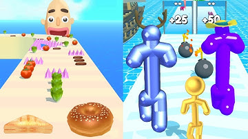 Sandwich Runner 🆚 Tall Man Run - PRO Gameplay All Levels Android iOS - New Skins Update