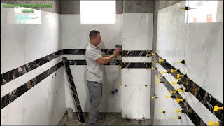 Precision Ceramic Tile Construction Technique For Bathroom Wall On Concrete Surface Brick 120x120cm