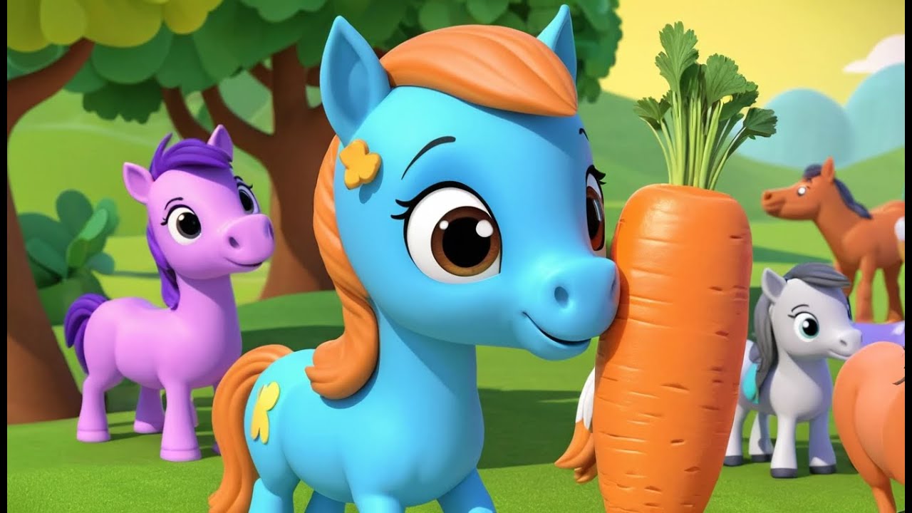 Baby Pony Eats Too Many Carrots | Funny and Cute Kids Nursery Rhyme Animation