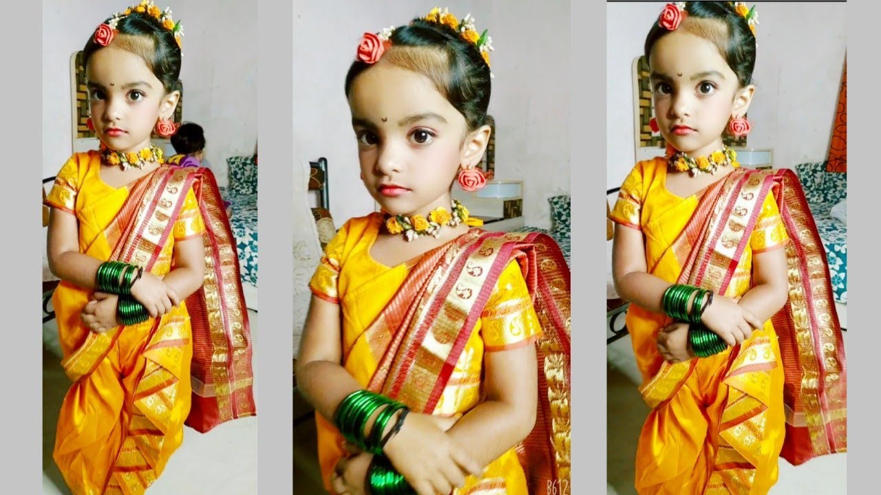How To Do Kids Makeup | Baby Girl Nauvari Makeup Look | Bridal Makeup For  Kids - YouTube
