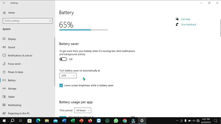 How to turn on battery saver automatically in windows