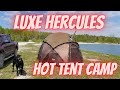 Luxe hercules hot tent  solar generator  12v fridgefreezer  camp  cook with my dog  ribeye