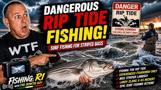 Dangerous Rip Tide Fishing Surf Fishing For Striped Bass Fishing RI with The BowTie Guy RI