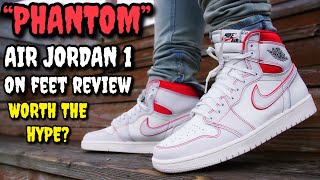 jordan 1 retro high phantom gym red on feet