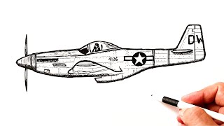 How to draw a fighter aircraft P51 Mustang