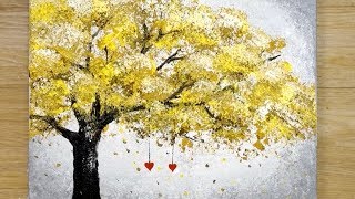 Aluminum painting techniques / How to draw hearts hanging on a tree / Easy drawing
