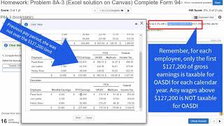 Problem 8A-3 Part 1 - Calculating Paula Bush's OASDI (Social Security)