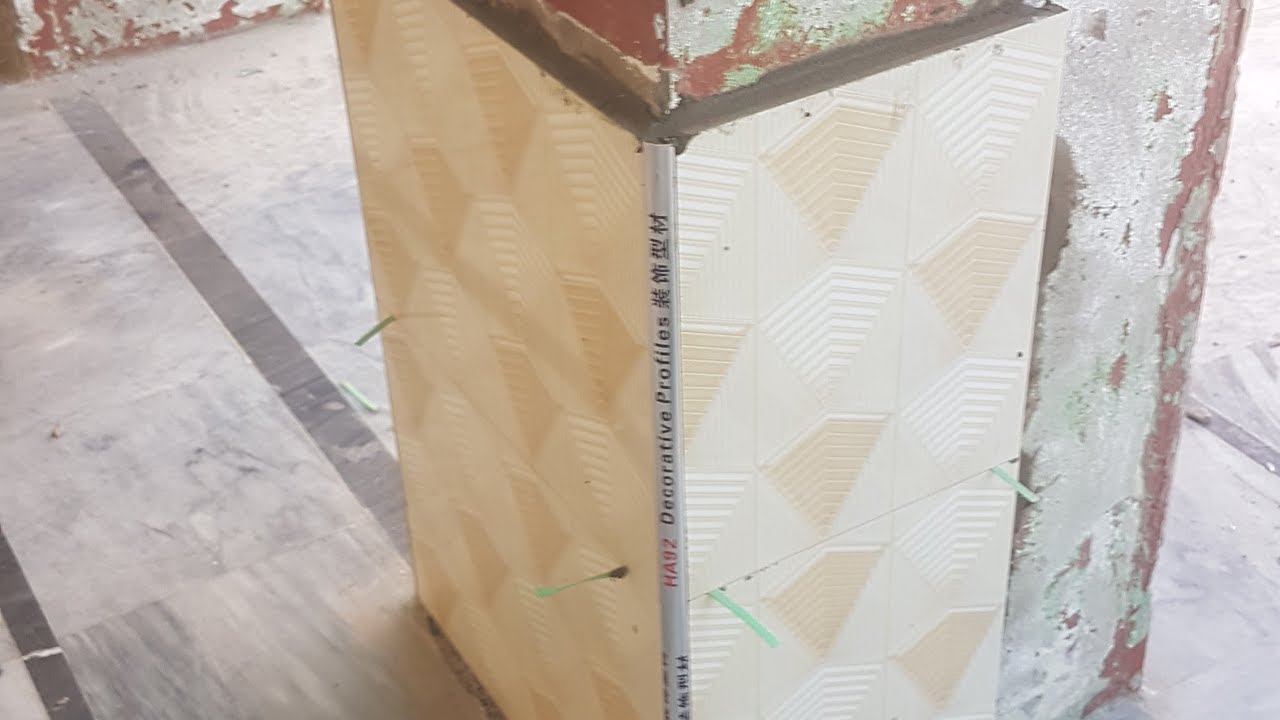 How to lay tile aa piller | round about tileing on piller