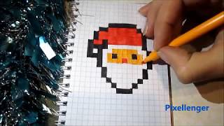 Дед Мороз по клеточкам Как нарисовать Пиксель арт Майнкрафт ,  пиктограмма
