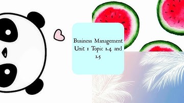 Business Management: Unit 1 Topic 1.4 and 1.5