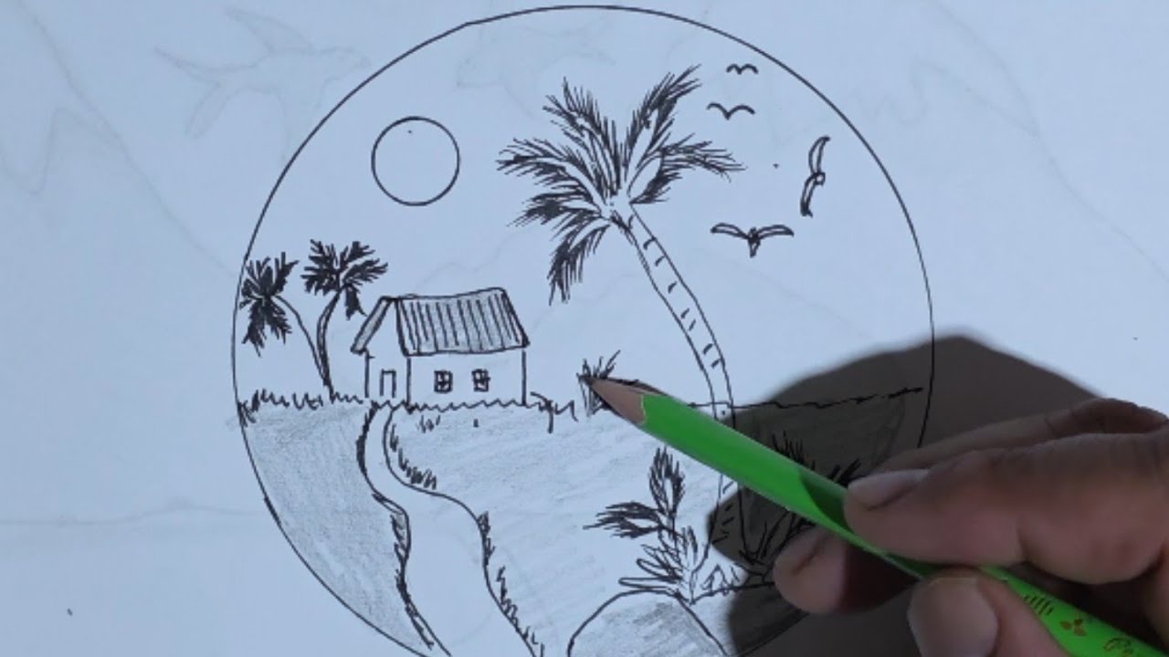 Pencil sketch of natural scene#drawing#america