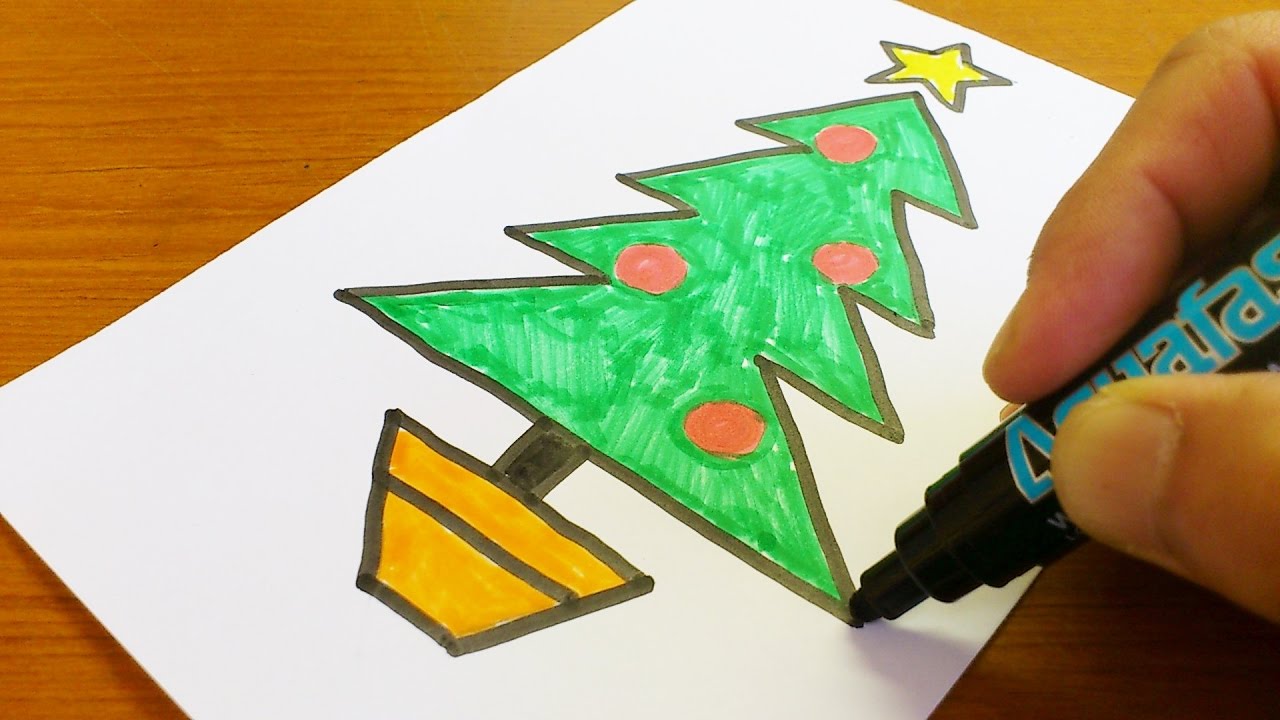 Very Easy ! How to Draw a Christmas tree - Easy and Cute art on paper