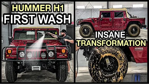 Making a 23 Year Old Hummer H1 Look NEW Again! First Wash & Insane Car Detailing Restoration How To!