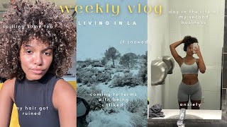 my hair got ruined, new samples, work day , being unliked, it snowed ! | living in LA