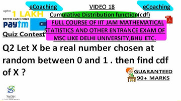 CUMULATIVE DISTRIBUTION FUNCTION Q2 | IIT JAM MATHEMATICAL STATISTICS | VIDEO 18