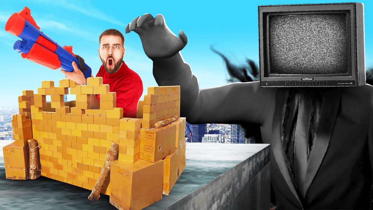 J'ai CONSTRUIT un CHATEAU DE CARTON vs TV MAN DANS LA VRAIE VIE ! SKIBIDI TOILET !