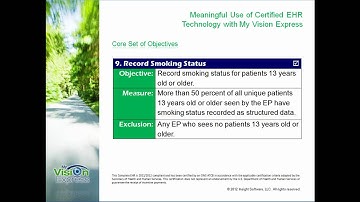 Core 9. Smoking Status for patients 13 years old or older