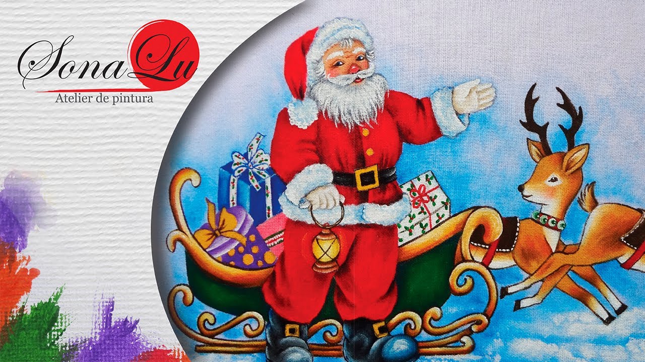 Papai Noel com Renas em Tecido ( Parte 2) Sonalupinturas | Cantinho do Video