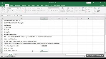 Management Accounting Lecture 8 [CVP Analysis including Break-Even Point] [17-02-2022] - PIPFA