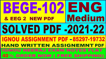 bege 102 solved assignment 2021-22 in English / bege 102 solved assignment / eeg 002 assignment