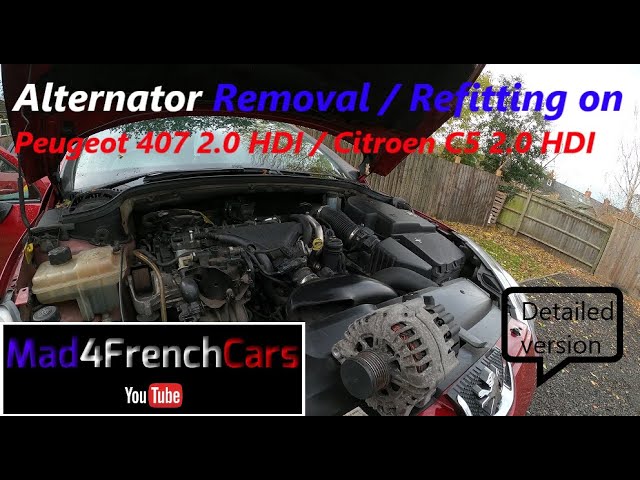 Alternator removal / refitting on Peugeot 407 2.0 HDI / Citroen C5 2.0HDI -  YouTube